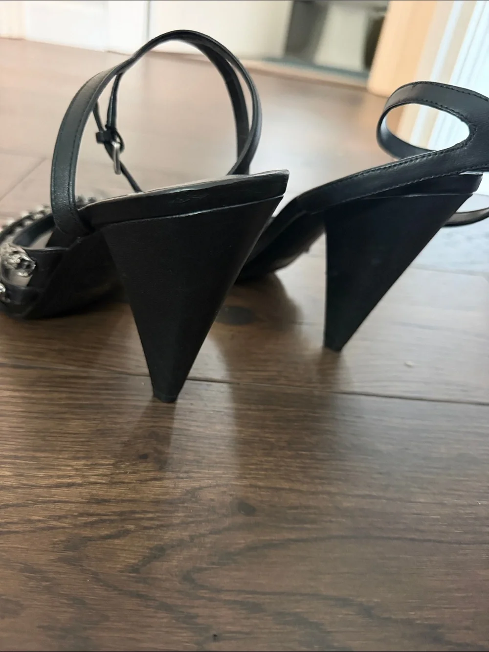 Michael Kors Kimmy Black Studded & Chain Ankle-Strap Heels